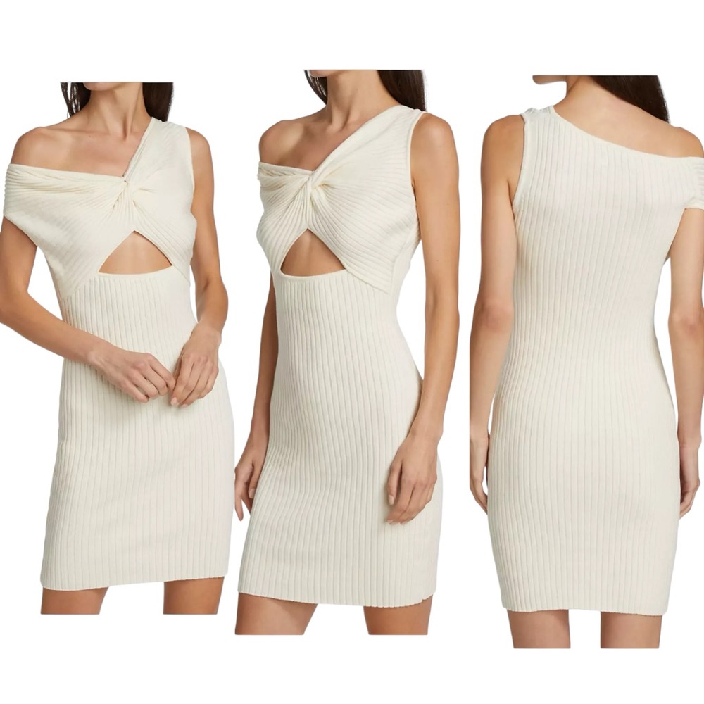 Anna Quan Women's Ribbed Knit Mini Dress Cream Size AU 14 Silence Zali New $375